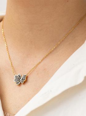 钛钢项链女气质立体黑色蝴蝶项链女时尚优雅轻奢百搭不掉色锁骨链