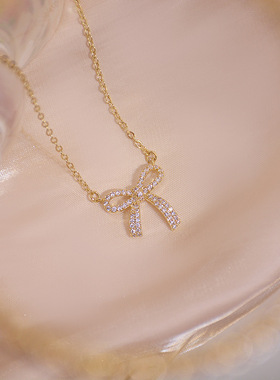 2023新款轻奢蝴蝶结项链ins韩国气质小众设计锁骨链女春夏颈链潮