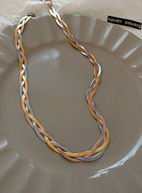 钛钢刀片链缠绕三层项链韩国简约设计感锁骨链高级轻奢风气质项饰