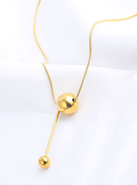 钛钢金色圆球项链女2023新款日韩轻奢小众ins冷淡风简约锁骨链夏
