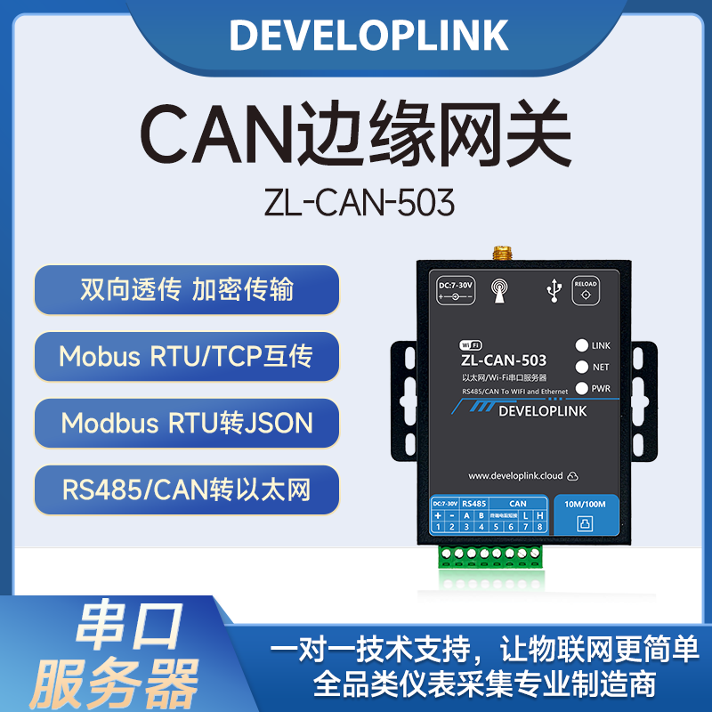 Can转以太网边缘网关WIFI模块DTU Modbus转JSON 485 CAN总线ZL503 - 图0