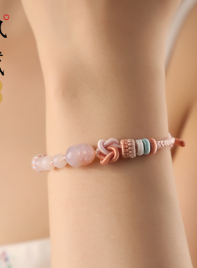 宇熙玛瑙貔貅手链手工八股编织