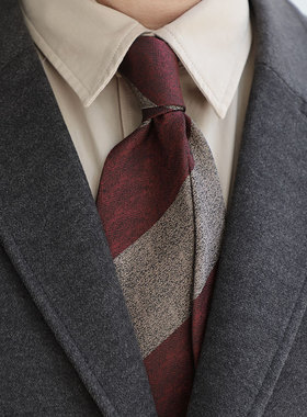 经典那不勒斯箭头领带8CM条纹斜纹涤丝商务意式时尚轻奢侈领带 男