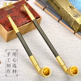 汉匠 Мужской короткий ручная деревянная дымная сумка, горшок, горшок, горшок, традиционный чистый медный дым, измельченный дым