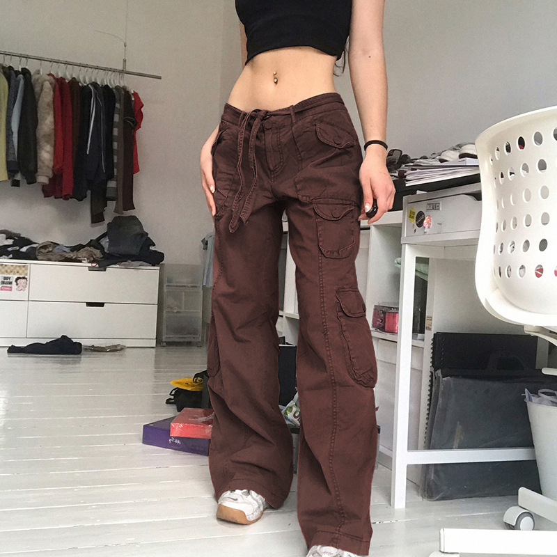 Low-Rise Grey Multi-Pocket Cargo Pants 低腰灰色多口袋工装裤 - 图1