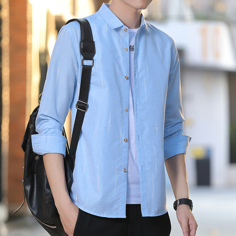 男士长袖衬衫春秋款韩版潮流修身商务休闲青年寸衫帅气百搭上衣服 - 图3