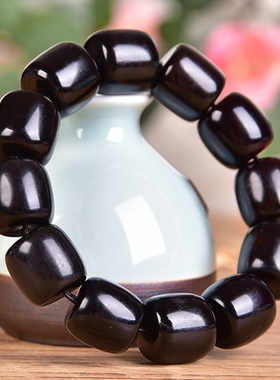 善礼西藏牦牛角桶珠手串佛珠手链男女藏式黑牛角骨文玩