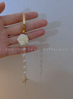 玫瑰花朵手链白玫瑰巴洛克珍珠手镯气质法式高级感手饰森系甜美女