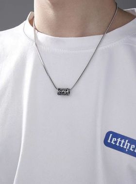 项链男款潮流高级感十字架吊坠潮牌百搭钛钢古巴嘻哈风男生配饰潮