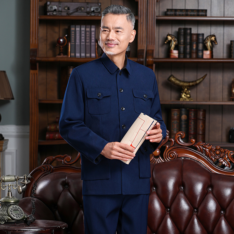 中山装男套装中老年男装老人衣服爷爷装爸爸装老式中山服春秋外套,淘宝优惠券,粉丝福利购,淘宝优惠卷