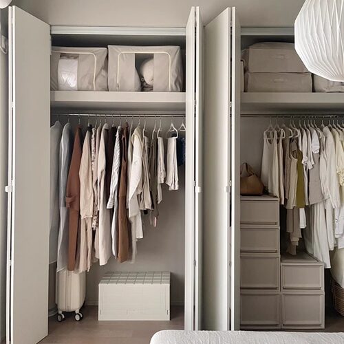 衣柜折叠门开放式衣柜衣帽间无下轨移门储物间隐形门折叠门隔断门 - 图0