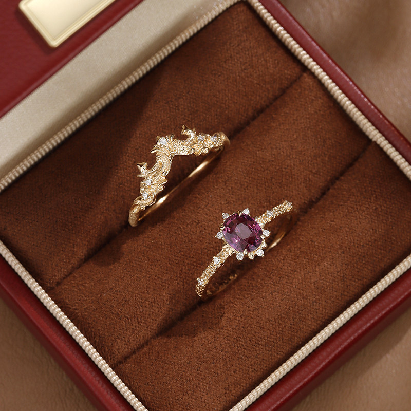 VINCARRY 18K gold colored treasure ring women's light luxury niche ring customization