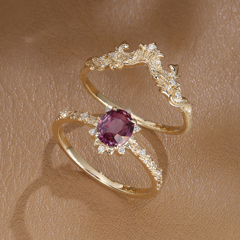 VINCARRY 18K gold colored treasure ring women's light luxury niche ring customization