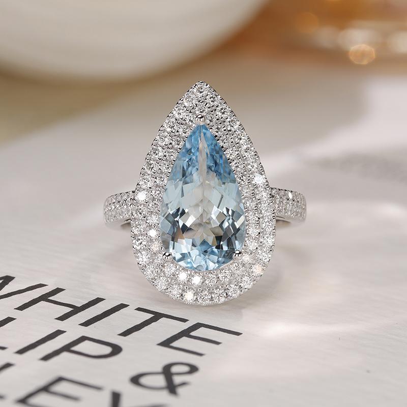 18K gold sapphire ring exquisite gift