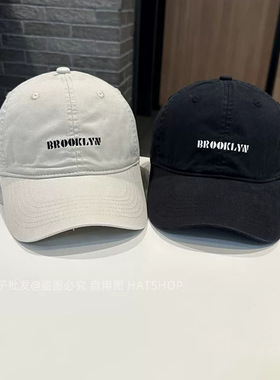 韩系BROOKLYN英文鸭舌帽做旧水洗