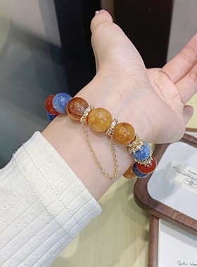 天然黄胶花水晶串珠半成品手饰diy配件黄胶花手链原创设计