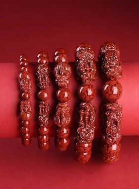 天然原矿晶体朱砂貔貅手串正品高含量原石手链本命马年护身男女款