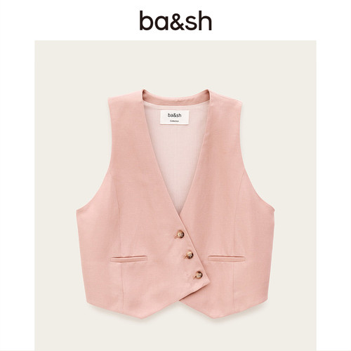 bash夏季法式气质轻通勤马夹简约设计感纽扣上衣女装马甲1E25GERI - 图3