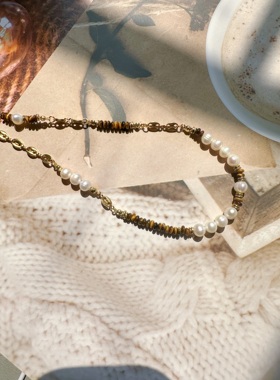 复古埃及项链虎眼石珍珠男女