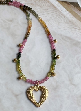 原创项链碧玺多巴胺彩色女