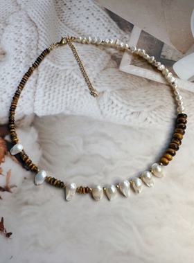 淡水珍珠虎眼石项链美拉德男女