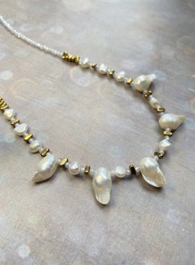 天然淡水珍珠项链锆石锁骨链女