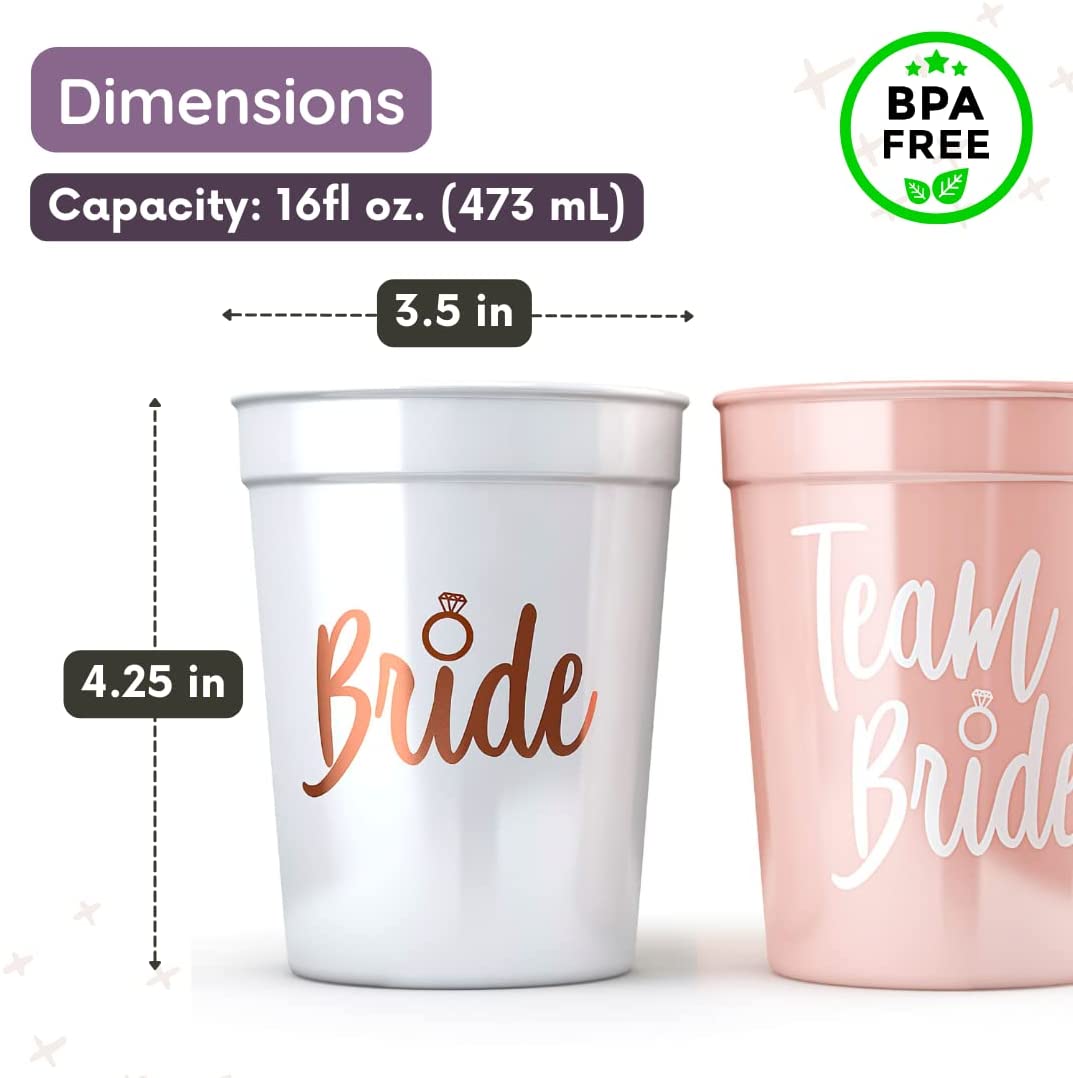 1Set Bachelorette Party Team Bride Plastic Drinking Cups Bri-图1