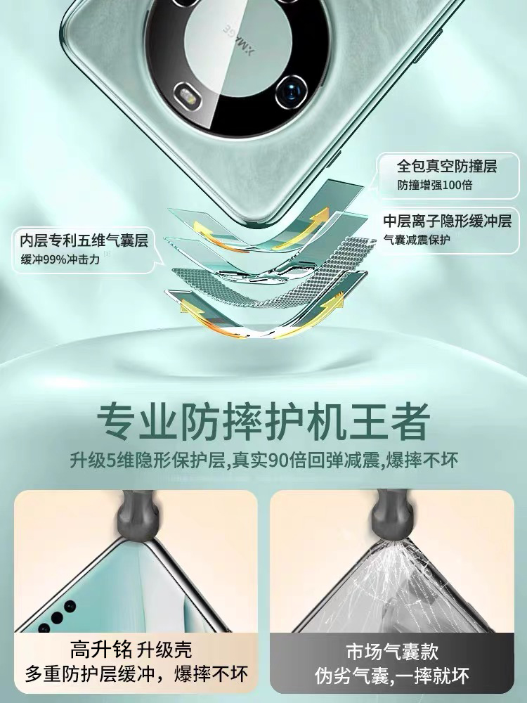 适用华为mate60Pro手机壳新款mete60透明mt60硅胶5g软防摔6op全包手机套mete女男m60曲屏七孔魅特六十por外壳