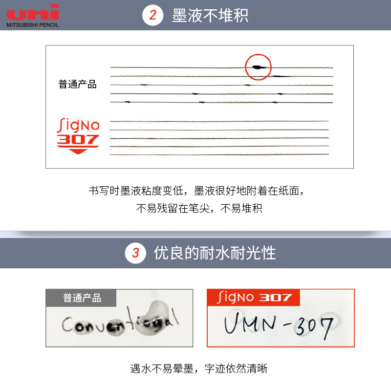 日本uni三菱笔芯K4低粘度UMR-83E/85E中性笔替芯0.38/0.5mm适用于UMN-307按动中性笔黑蓝红多色替芯 - 图2