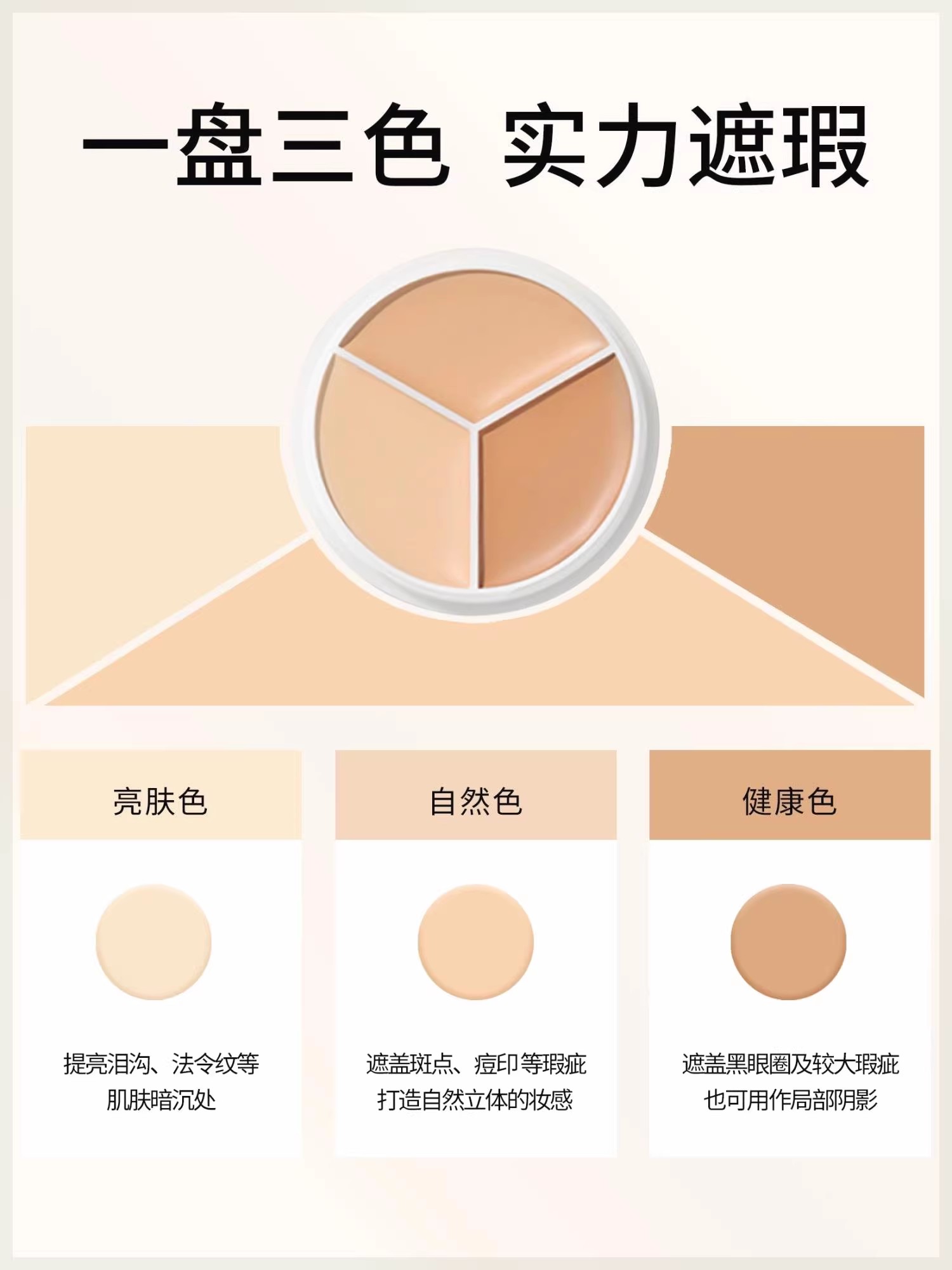 韩国tfit三色遮瑕盘小样遮盖脸部斑点黑眼圈痘印泪沟雀斑女试用装