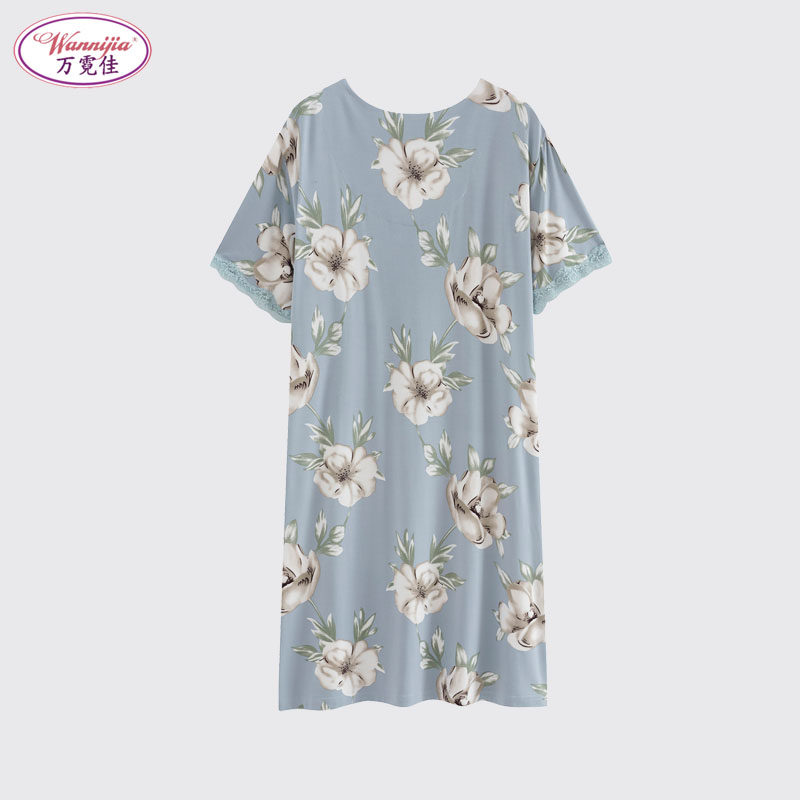 万霓佳莫代尔轻薄夏季蕾丝花卉睡裙 万霓佳睡裙