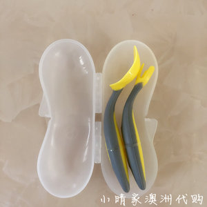 澳洲bbox婴儿硅胶勺子弯头叉勺带收纳盒防摔宝宝训练餐具4m+9m+