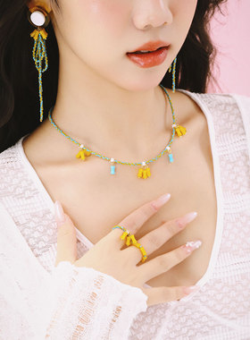 蒜了耳巨好看独特漂亮流苏项链夸张项链气质秋冬新中式竹节锁骨链