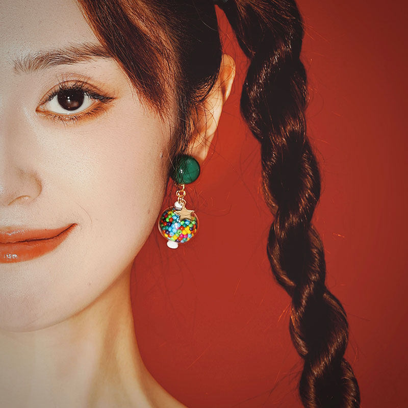 蒜了复古俏皮可爱球型耳钉绿色百搭耳夹秋冬彩色耳环耳坠姜妍同款,淘宝优惠券,粉丝福利购,淘宝优惠卷