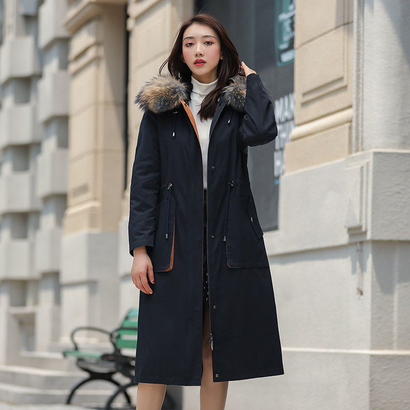 派克服2020新款獭兔皮毛一体女大衣 魅影兰卡皮草