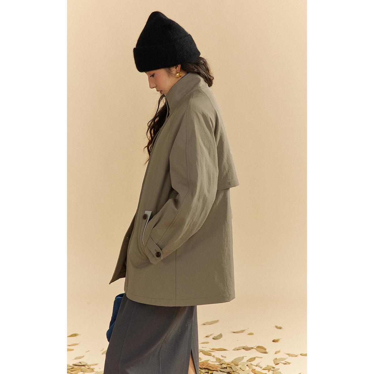 solighter 90白鸭绒可拆卸两件套羽绒服女秋冬新款风衣式厚外套 - 图1