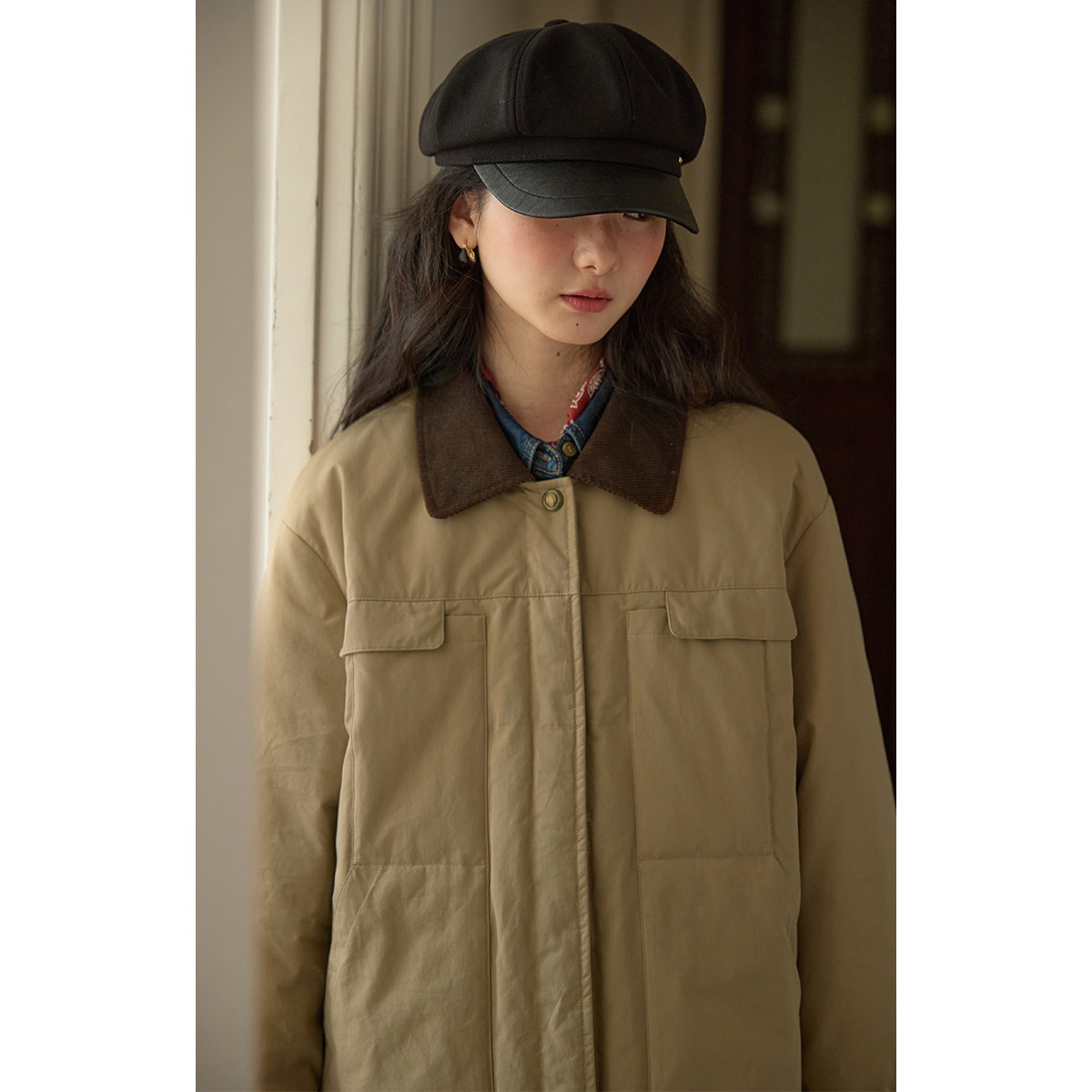 solighter 90白鸭绒短款风衣式羽绒服女冬季2025新款工装厚外套,淘宝优惠券,粉丝福利购,淘宝优惠卷