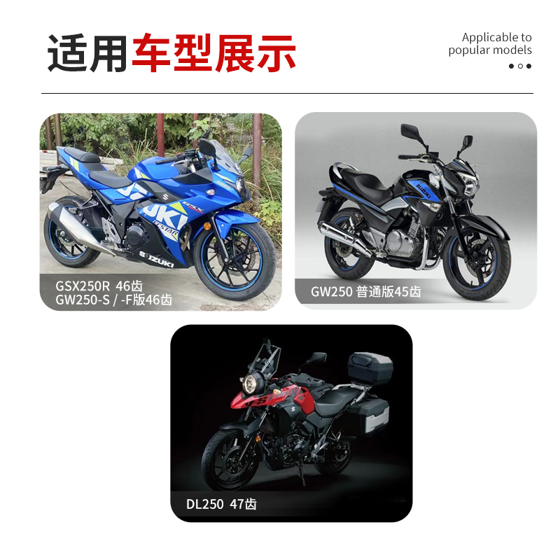 铃木骊驰GW250 GSX250R DL250牙盘征和链盘大小静音油封链条套链-图2