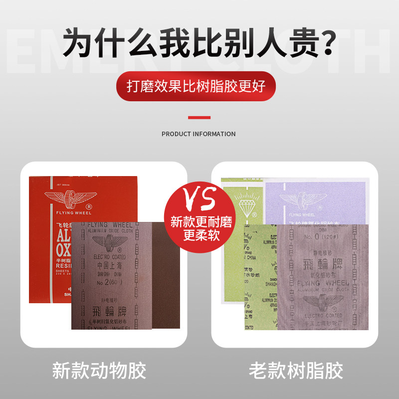 飞轮牌红色砂布抛光打磨半树脂氧化铝砂纸耐磨型干磨纱布60-120目,淘宝优惠券,粉丝福利购,淘宝优惠卷