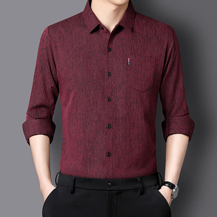 长袖衬衫男士薄款春秋季中老年休闲宽松纯色爸爸装商务免烫衬衣男,淘宝优惠券,粉丝福利购,淘宝优惠卷