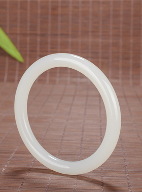 玉石匠新疆和田玉羊脂白玉细圆条手镯昆仑白玉镯子时尚少女玉镯子