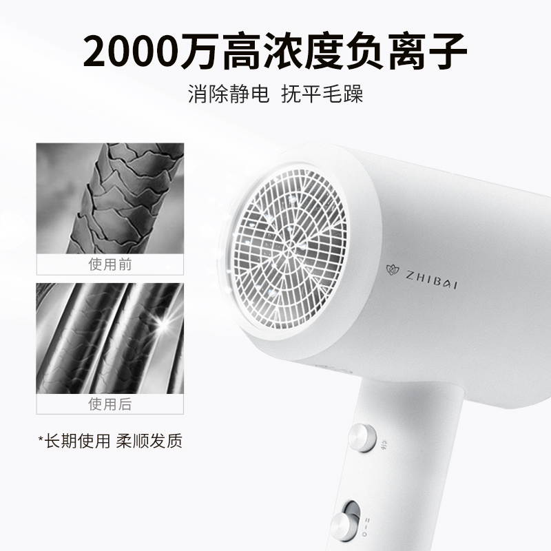直白个人护理旗舰店直白负离子护发电吹风筒网红学生宿舍家用大功率不伤发吹风机风筒1