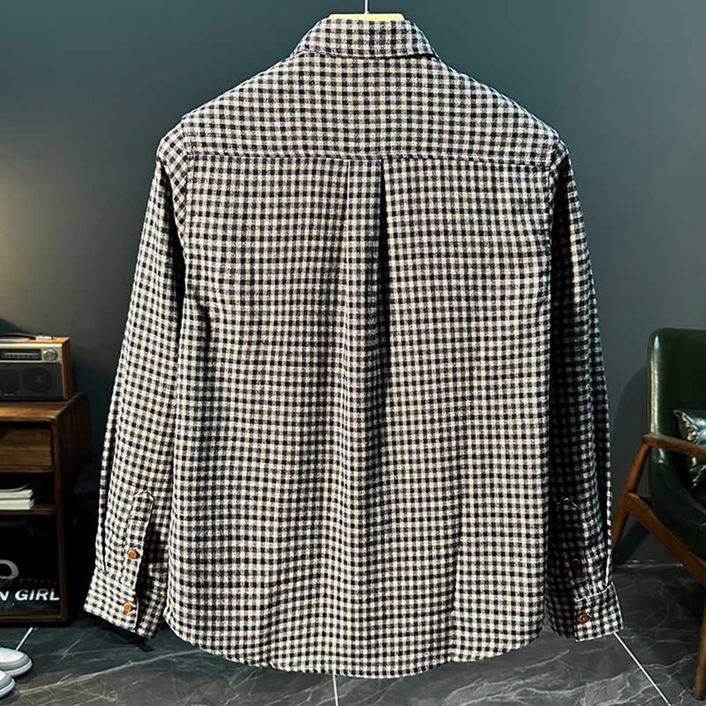 春秋季潮流格子长袖衬衫男韩版百搭帅气休闲复古格子衬衫外套上衣,淘宝优惠券,粉丝福利购,淘宝优惠卷