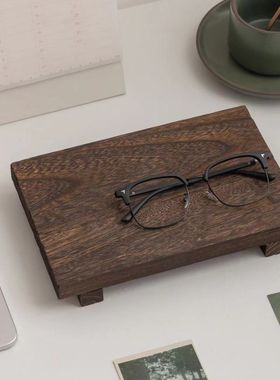 木质装饰托盘座实木摆件长方形托架家居展示台桌面古风置物收纳架