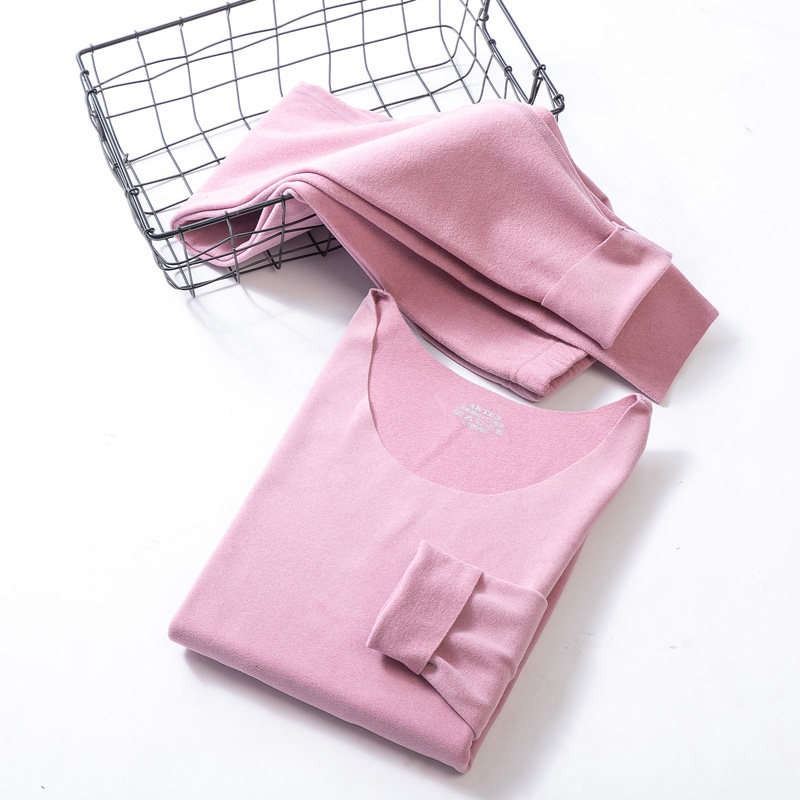 德绒无痕保暖加绒自发热套装内衣 简花保暖套装