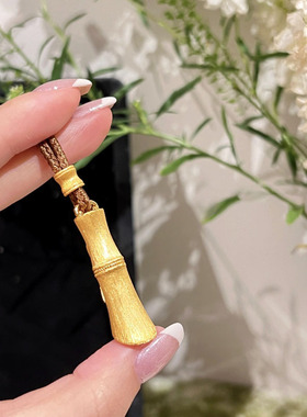 吊坠新中式复古拉丝棕绳平安竹节项链节节高升吊坠国潮百搭锁骨链