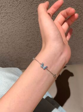 S999足银仙紫蝶光手链送女友