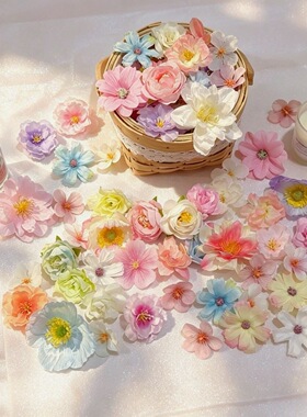 混色小花朵绢花头混搭材料头饰花环diy手工材料桌面氛围装饰布景