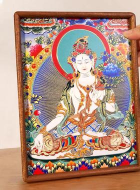 白度母铜雕画桌面摆件