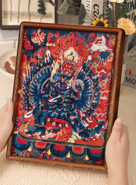大威德金刚唐卡铜雕画摆台